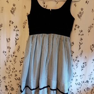LOFT Black and White Striped Dress